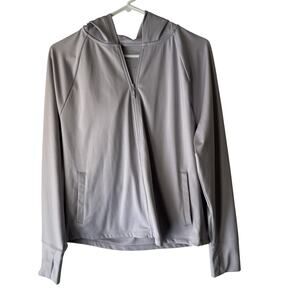 Hype Hoodie Jacket Mens Large Gray Full Zip Athletic Lightweight Thumb Holes‎